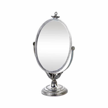 Vintage Spanish Sterling Silver Figural Swan Vanity Swivel Mirror 