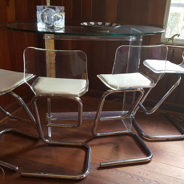 Lucite Bar and 2 Barstools by Hill Manufacturing 