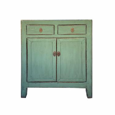 Oriental Distressed Light Celadon Green Credenza Foyer Table Cabinet cs7073E 
