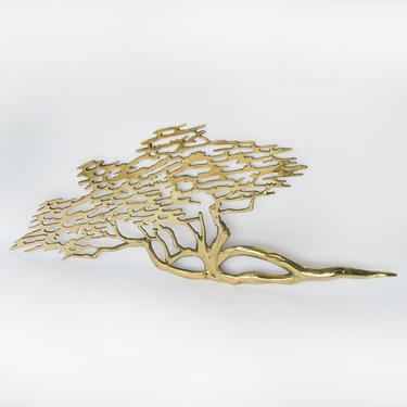 Vintage Solid Brass Zen Bonsai Tree Wall Art (2 Available and Sold Separately) 