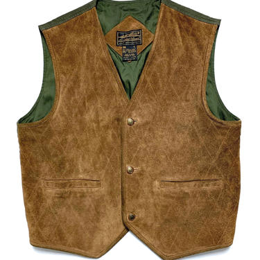 Vintage 1980s EDDIE BAUER Leather Vest ~ size L ~ Roughout / Suede ~ Hunting ~ Work Wear ~ Outdoor ~ Buckle-Back 
