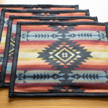 WOOL PLACEMATS Double sided - handcrafted with PENDLETON's Pueblo Dwelling Wool Fabric 