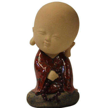 Chinese Oriental Ceramic Cartoon Style Kid Lohon Monk Figure cs3268E 