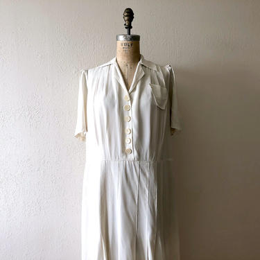 1940s rayon dress . vintage 40s dress 