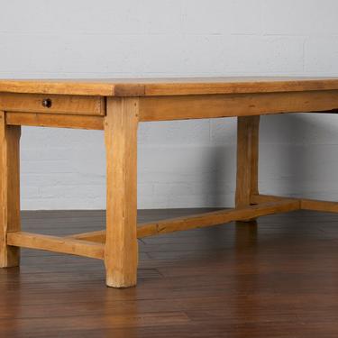 19th Century Country French Provincial Farmhouse Oak Trestle Dining Table 