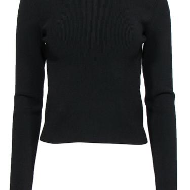 Ramy Brook - Black Ribbed Long Sleeve Fitted “Lucas” Top w/ Lace-Up Back Sz L