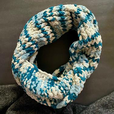 Wrap Around Infinity Scarf | Teal/Pastel Blue Polyester Multicolor Infinity Scarf | Cozy Winter Scarf | Winter Accessories | Holiday Gift 