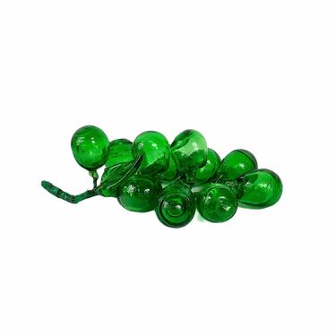 Vintage Green Hand-blown Glass Grape Cluster, Grapes 