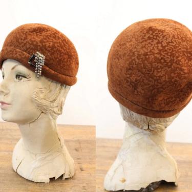 1960s does 1920 cloche | burnout wool hat 