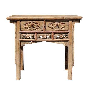 Chinese Vintage Drawer Raw Wood Rustic Side Table cs5770E 