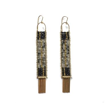 Deco style Rutile Quartz and Spinel Earrings