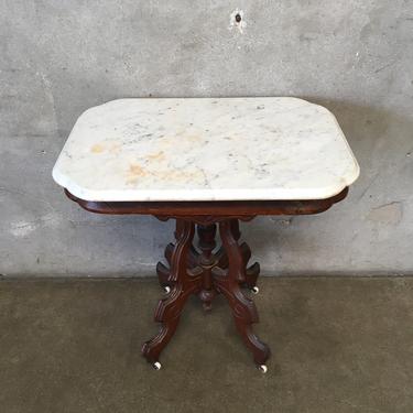 Antique Marble Top Side/End Table