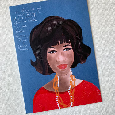 Aretha Franklin greeting card - 5x7 blank greeting card - stationary - paper lover - music lover gifts 