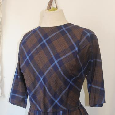 Vintage 1950s 1960s Plaid Checked Cotton Pleated Dress Small Keepers Vintage 