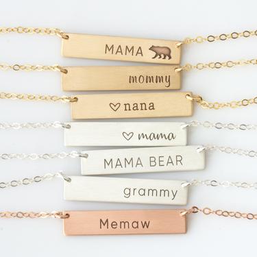 Mother's Day Gift/Custom Necklace For Mom/Mama Bear Necklace/Nana Necklace Gift, Mommy Necklace Gift/Grammy/Memaw/Personalized Bar Necklace 
