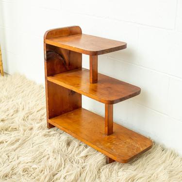 Wood Floor Shelf Side Table with Three Tiers 