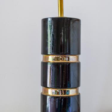 Vintage Black Table Lamp with Gold Stripes 