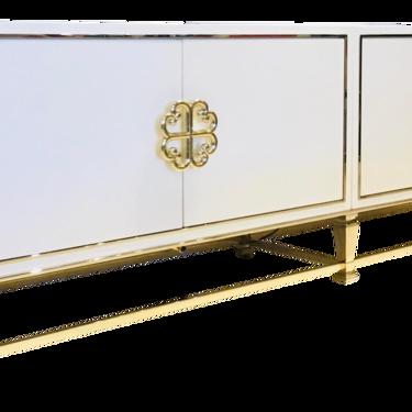 Caracole Signature Modern White and Gold Media Cabinet