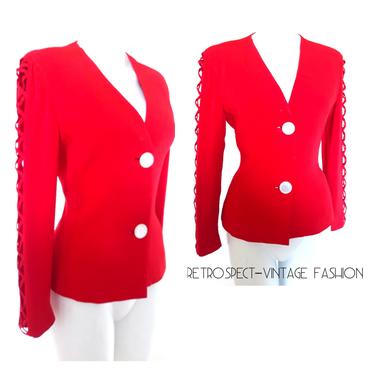 GENNY by VERSACE cutout TOP, 90's vintage red Versace top by Genny, vintage Versace blouse made in Italy, eur 34, s 