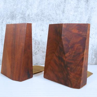 Rude Osolnik Signed Bookends - Pair of Sculptural Walnut Bookends by Osolnik Originals 