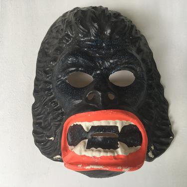 Vintage Gorilla Mask, Child's Halloween Mask No Elastic, Distressed But Still Great For Decor, Mask Wall, Raging Gorilla Mask 