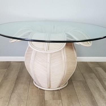 1980s Bell - Flower Shape Rattan Dining Table Gabriella Crespi Attributed 