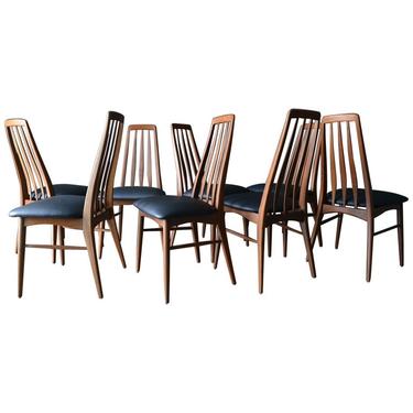 Set of 8 Walnut High Back ‘Eva’ Dining Chairs by Koefoed of Denmark, circa 1965