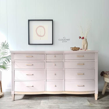SHIPPING NOT FREE! Midcentury Boho Modern Minimalist Buffet Sideboard Credenza Console Farmhouse Dresser Painted Furniture Nusery Pink by CloudArt