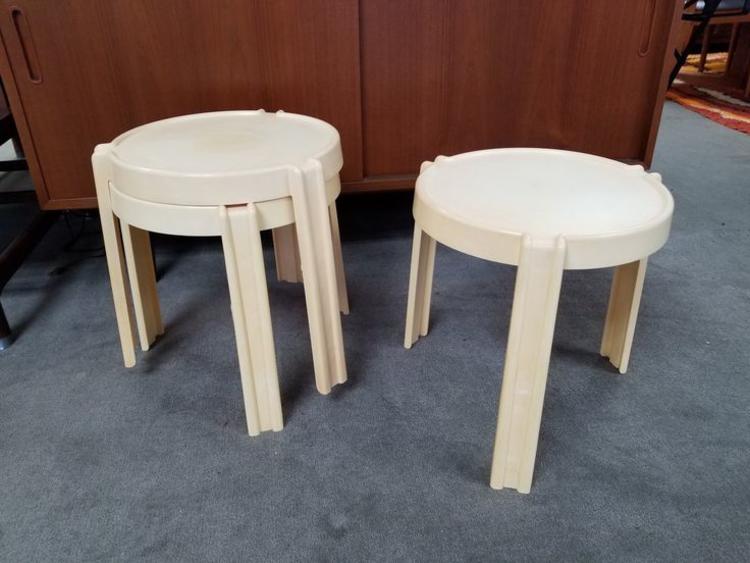 Set of three Mid-Century Modern plastic nesting tables