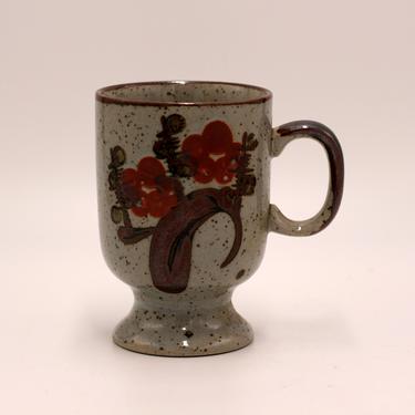 vintage speckled stoneware footed mug 