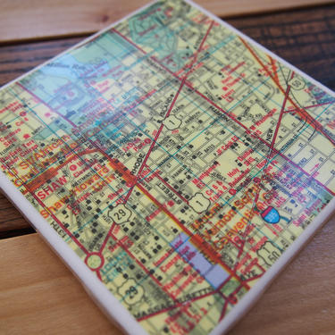 2005 Shaw Howard University Eckington Washington DC Handmade Repurposed Vintage Map Coaster - Ceramic Tile - From 2000s Atlas 