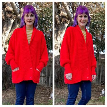 Vintage 1980’s Oversized Red Chunky Knit Sweater 