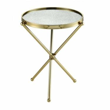Modern Gold Finished Metal and Antique Mirror Side Table
