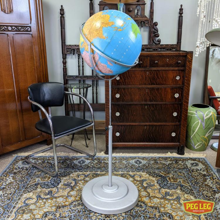 Vintage globe with adjustable stand