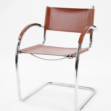 Cantilever Chrome Arm Chair with Red Sling