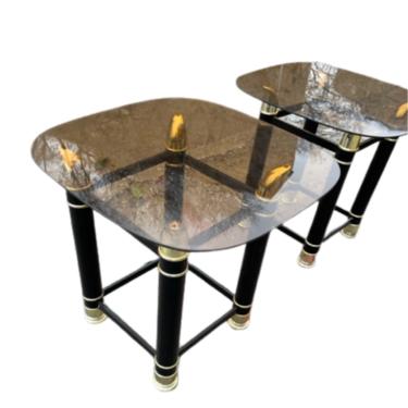 Pair of Smoked Glass Hollywood Regency Side Tables