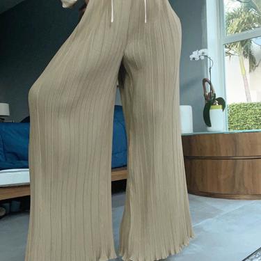 vintage plissè high waisted micropleat palazzo trousers 