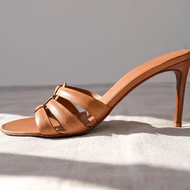 Ralph Lauren Natural Leather Three Strap Sandal Heels | Made in Italy | Size 9 | UNWORN | 100% Genuine Leather | RRL Designer Italian Pumps 