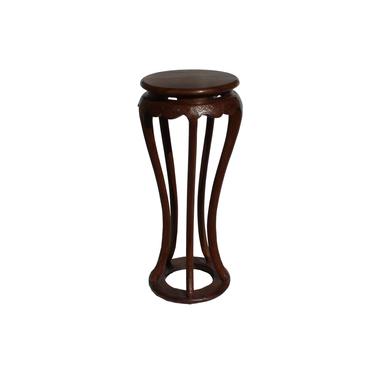 Chinese Brown Tall Round 5 Legs Plant Stand Pedestal Table cs4366E 