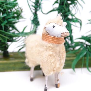 Antique 1930's German 1 3/4 Inch Wooly Sheep, for Putz or Christmas Nativity, Vintage Easter 