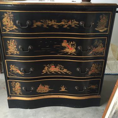 Chinoiserie 4 drawer hand painted chest