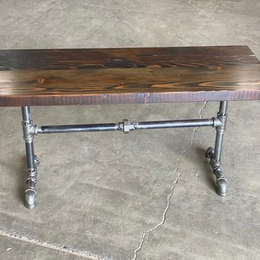Reclaimed wood black pipe bench. Industrial Bench. Rustic bench. Black iron pipe bench. Dining room bench. Entryway bench. 