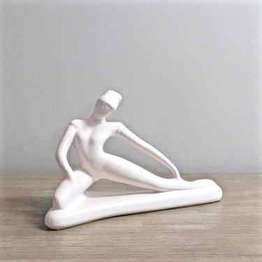 Vintage Female Sculptural Figurine Modern White Ceramic Dancer Statue 
