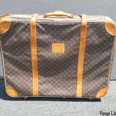 Vintage Louis Vuitton Monogram Rolling Suitcase Luggage ~ Brown Leather 