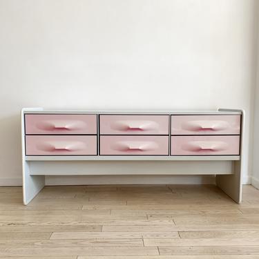 1970s Pale Pink Plastic Front Credenza