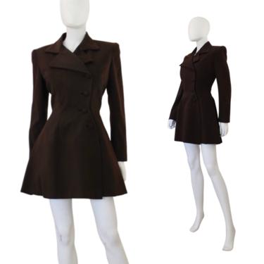 1940s Riding Coat - 1940s Riding Jacket - 1940s Brown Coat - 1940s Brown Wool Coat - 1940s Princess Coat - 1940s Cashmere Coat | Size Medium 