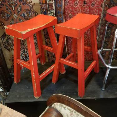 Paid of red farmhouse stools. $150