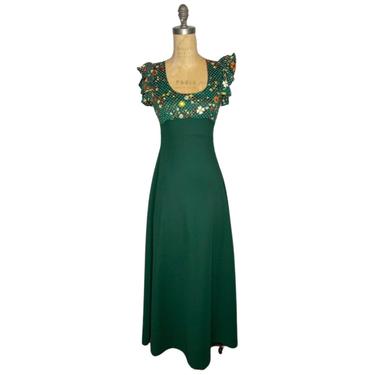 1970s green maxi dress 