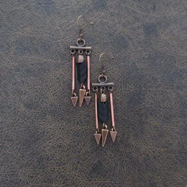 Chandelier earrings, black and copper earrings, ethnic statement earrings, modern bold earrings, unique artisan earrings, rustic earrings 2 