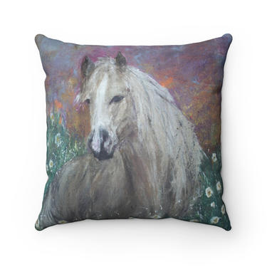 Horse Farmhouse Pillow Faux Suede Square Pillow &quot;Sally Mae&quot; ~ Country Farmhouse Décor ~ Animal Print 